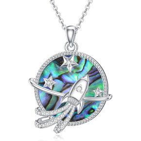 Hancock 925 Sterling Silver Necklace Abalone Shell Necklace for Women Round Pendant Necklace in Saudi Arabia