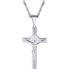 PROSTEEL Stainless Steel Cross Necklace Crucifix Jesus Piece Big Pendant Religious Christian Jewelry Men Women Jewelry Christmas Gift Men's Necklace