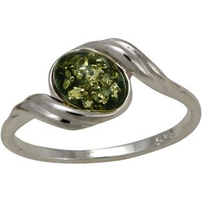 HolidayGiftShops Sterling Silver and Baltic Green Amber Ring Estelle