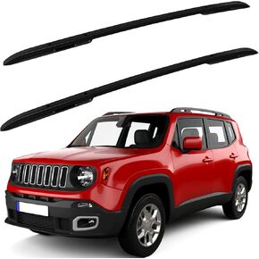 FINDAUTO Crossbar Side Rail for Jeep Renegade 2015-2022 Aluminum Roof Rail for Luggage Kayak Bike Cargo Carrier 165LBS/ Black