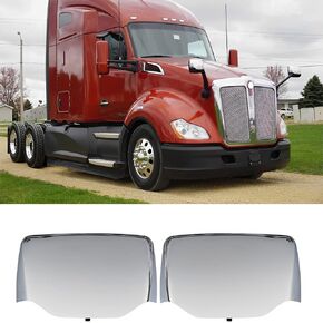 Chrome Hood Mirror Covers Fit for Kenworth T680 Peterbilt 579/587,Driver & Passenger Side (A Pair)