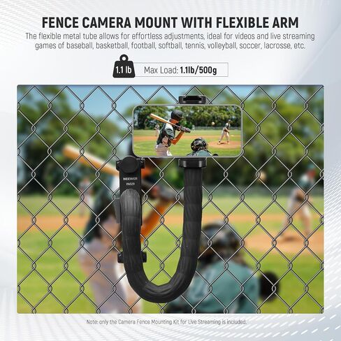 NEEWER Camera Fence Mounting Kit for Live Streaming Compatible with GameChanger App, Fence Phone Holder Clip & Action Camera Adapter Compatible with iPhone GoPro Max 360 Mevo for Baseball Games, PA025 in Saudi Arabia