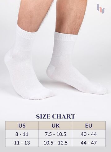 Hugh Ugoli Diabetic Socks for Men, Loose Ankle Socks Bamboo, Extra-Wide, Thin, Seamless Toe and Non-Binding Top, 4 Pairs, White, Shoe Size: 8-11 in Kuwait