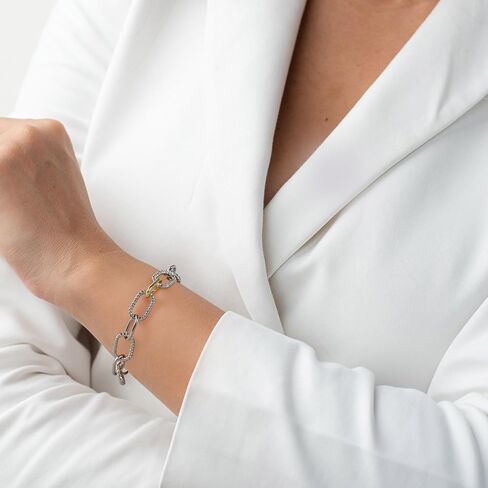 Wire Cable Bracelet for Women Twisted - Gold and Silver Chain Bracelet Circle Link Bracelets - Cable Bracelet Two Tone Lightweight Jewelry in Saudi Arabia