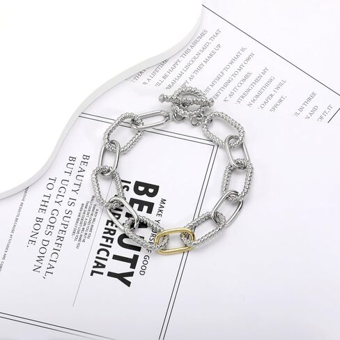 Wire Cable Bracelet for Women Twisted - Gold and Silver Chain Bracelet Circle Link Bracelets - Cable Bracelet Two Tone Lightweight Jewelry in Saudi Arabia
