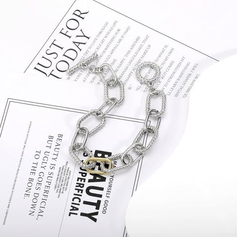 Wire Cable Bracelet for Women Twisted - Gold and Silver Chain Bracelet Circle Link Bracelets - Cable Bracelet Two Tone Lightweight Jewelry in Saudi Arabia