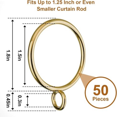 50 Pack Metal Curtain Rings with Eyelets, 1.5 inch Inner Diameter Drapery Rings Apply for Curtain Rods(Fits Up to 1 1/4-Inch Rod) in Saudi Arabia