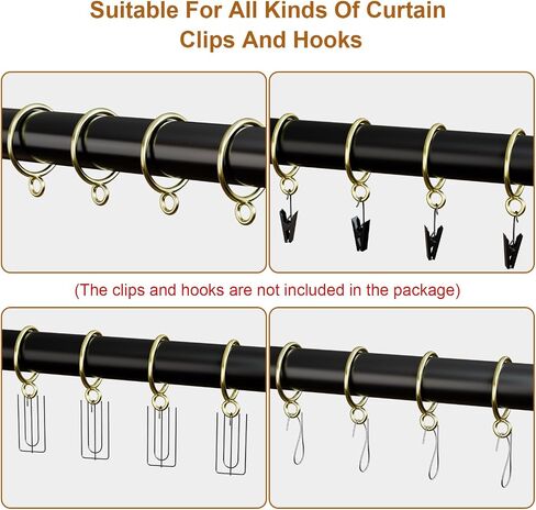 50 Pack Metal Curtain Rings with Eyelets, 1.5 inch Inner Diameter Drapery Rings Apply for Curtain Rods(Fits Up to 1 1/4-Inch Rod) in Saudi Arabia