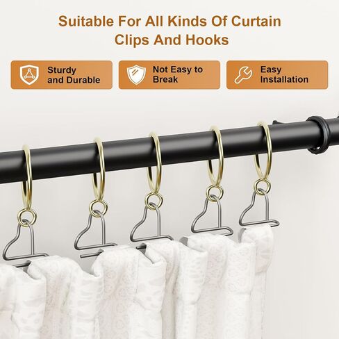 50 Pack Metal Curtain Rings with Eyelets, 1.5 inch Inner Diameter Drapery Rings Apply for Curtain Rods(Fits Up to 1 1/4-Inch Rod) in Saudi Arabia