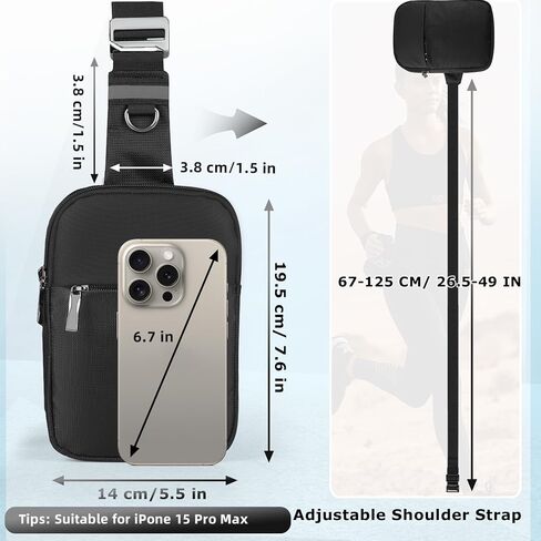 Mini Sling Bag for Women Men, Crossbody Bags Chest Bag Dual Pocket RFID Cell Phone Purse Travel Running Walking in Saudi Arabia