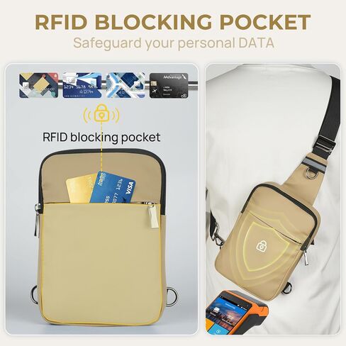 Mini Sling Bag for Women Men, Crossbody Bags Chest Bag Dual Pocket RFID Cell Phone Purse Travel Running Walking in Kuwait