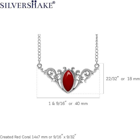 مجموعة إطار Silvershake من حجر كابوشون قطع ماركيز 925 من الفضة الإسترليني قلادة مستوحاة من الباروك مع سلسلة قابلة للتعديل مقاس 16-18 بوصة مجوهرات للنساء in Kuwait