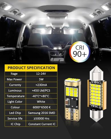 BMT xms LED Interior Light Kit Replacement for Toyota Avalon 2005-2019, 6000K Bright White Interior LED Bulb, 17 Pieces in Kuwait