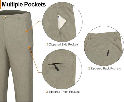 Little Donkey Andy Men's Quick Dry Hiking Pants, Classic Fit Lightweight Trousers with 6 Pockets, Casual Outdoor Travel Golf in Kuwait