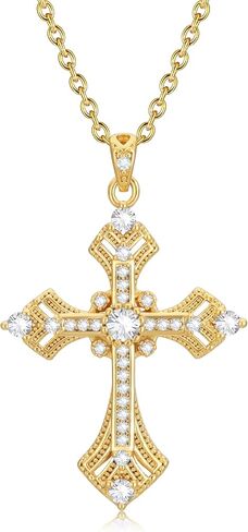 Cross Necklace for Women, Dainty Gold Silver Plated Cross Pendant for Women, Cross Chain Necklace, Crystal Cross Necklace, Diamond Cross Necklace, Christian Jewelry in Saudi Arabia
