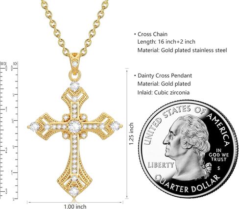 Cross Necklace for Women, Dainty Gold Silver Plated Cross Pendant for Women, Cross Chain Necklace, Crystal Cross Necklace, Diamond Cross Necklace, Christian Jewelry in Saudi Arabia