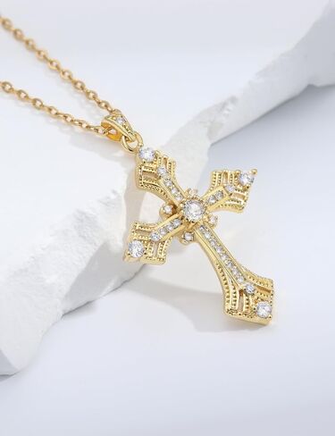 Cross Necklace for Women, Dainty Gold Silver Plated Cross Pendant for Women, Cross Chain Necklace, Crystal Cross Necklace, Diamond Cross Necklace, Christian Jewelry in Saudi Arabia