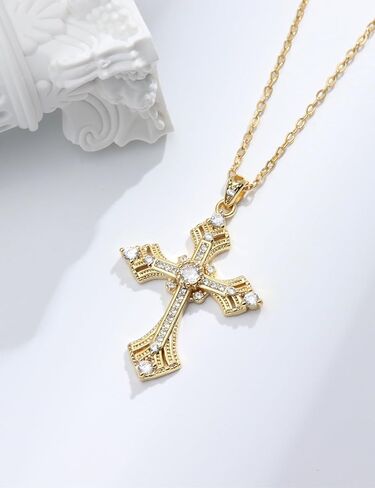 Cross Necklace for Women, Dainty Gold Silver Plated Cross Pendant for Women, Cross Chain Necklace, Crystal Cross Necklace, Diamond Cross Necklace, Christian Jewelry in Saudi Arabia