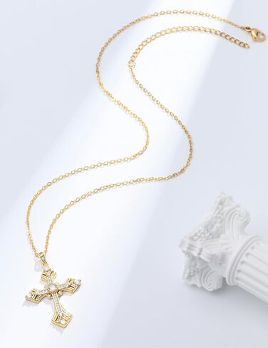 Cross Necklace for Women, Dainty Gold Silver Plated Cross Pendant for Women, Cross Chain Necklace, Crystal Cross Necklace, Diamond Cross Necklace, Christian Jewelry in Saudi Arabia