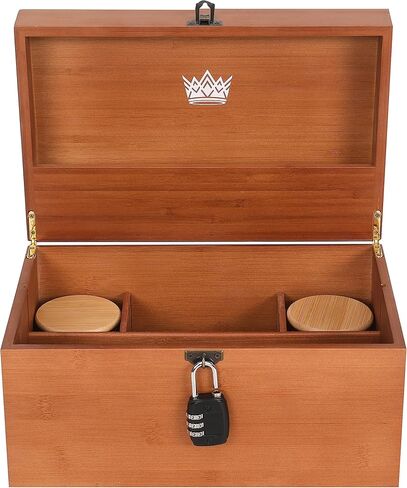ARTAWEIN Large Bamboo Kief Box with Combination Lock, Storage Box with Customizable Tray Layout, Hash Stashbox for Home and Gift Choice in Saudi Arabia