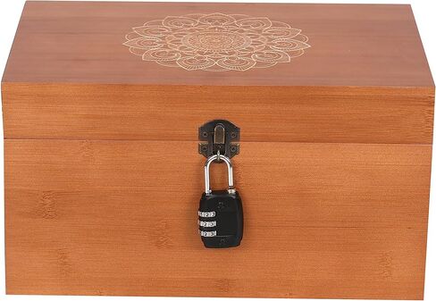 ARTAWEIN Large Bamboo Kief Box with Combination Lock, Storage Box with Customizable Tray Layout, Hash Stashbox for Home and Gift Choice in Saudi Arabia