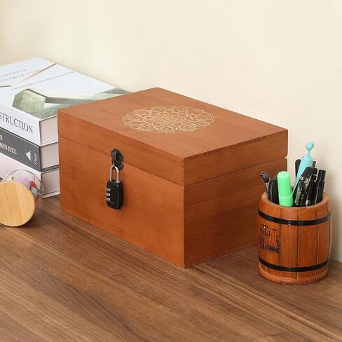 ARTAWEIN Large Bamboo Kief Box with Combination Lock, Storage Box with Customizable Tray Layout, Hash Stashbox for Home and Gift Choice in Saudi Arabia