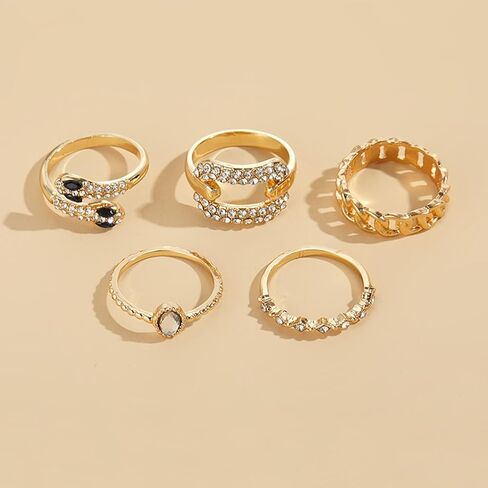 HUASAI Snake Ring for Women Adjustable Vintage Silver Rings Stackable Snake Rings Set Snake Rings Gothic Jewelry Halloween Costume Accessories in Saudi Arabia