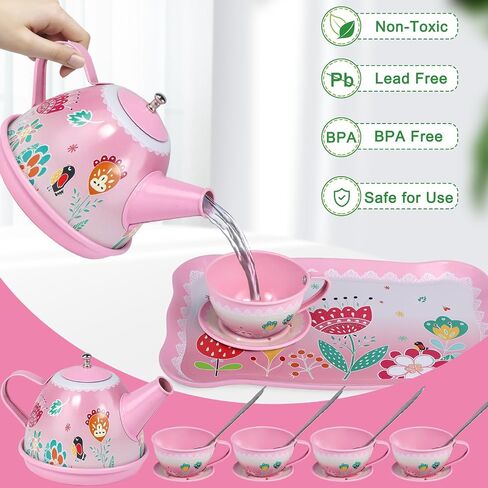 Tea Party Set for Toddles 3-5,53PCS Musical Kids Tea Set for Little Girls with Dessert,Cookies,Doughnut,Cake,Cake Stand,Tablecloth & Carrying Case,Kitchen Pretend Play Toys for Girls Boys Age 3-6 in Saudi Arabia