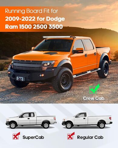 لوحات تشغيل OCPTY مقاس 5 بوصات، قضبان Nerf متوافقة مع 2009-2022 لسيارة Dodge for Ram 1500 2500 3500 Crew Cab in Saudi Arabia