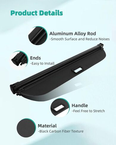 Cargo Cover for 2019-2024 Fit for INFINITI QX50 2.0L Retractable Rear Trunk Cargo Shade Luggage Security Cover Shielding Waterproof in Saudi Arabia