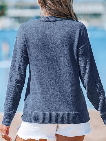 CUPSHE Womens Crochet Sweaters Casual Long Sleeve V Neck Knit Lightweight Pullover Sweater Tops in Saudi Arabia