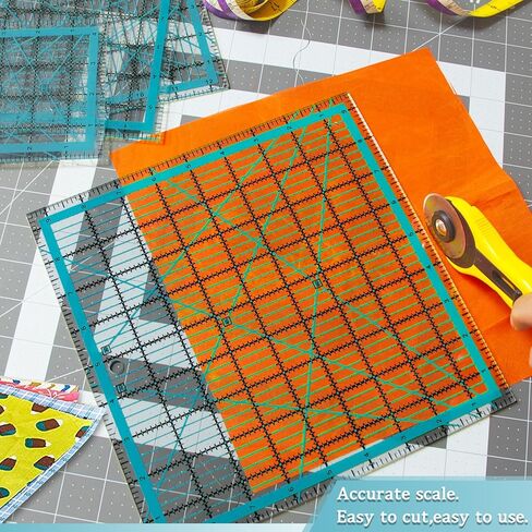 مسطرة خياطة من 4 قطع من في بي في بي، مسطرة مربعة من الاكريليك، قوالب خياطة اللحف، مع حلقات مانعة للانزلاق، 50 قطعة (4.5×4.5 انش، 6×6 انش، 9.5×9.5 انش، 12.5×12.5 انش) in Kuwait