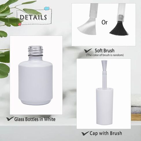 Empty Gel Nail Polish Bottles, Empty Nail Polish Bottles 15ML, Opaque Round Glass Refillable Fingernail Polish Bottles UV Safe with Mixing Balls & Funnels, Pack of 6 (Matte White) in Kuwait