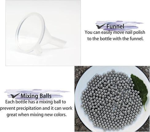 Empty Gel Nail Polish Bottles, Empty Nail Polish Bottles 15ML, Opaque Round Glass Refillable Fingernail Polish Bottles UV Safe with Mixing Balls & Funnels, Pack of 6 (Matte White) in Kuwait