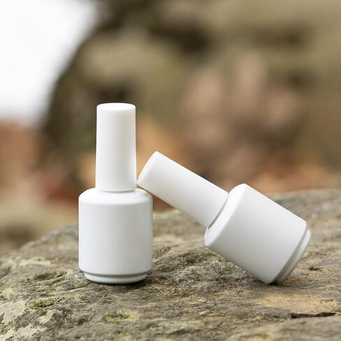 Empty Gel Nail Polish Bottles, Empty Nail Polish Bottles 15ML, Opaque Round Glass Refillable Fingernail Polish Bottles UV Safe with Mixing Balls & Funnels, Pack of 6 (Matte White) in Kuwait