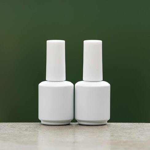 Empty Gel Nail Polish Bottles, Empty Nail Polish Bottles 15ML, Opaque Round Glass Refillable Fingernail Polish Bottles UV Safe with Mixing Balls & Funnels, Pack of 6 (Matte White) in Kuwait