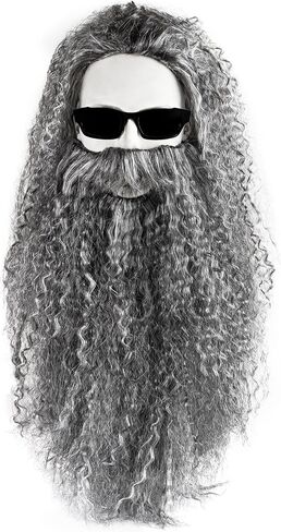 لحية وشعر مستعار بني واقعي من MCJC - ملحقات زي ساحر لحية وشعر مستعار للبالغين للهالوين (بني) in Kuwait