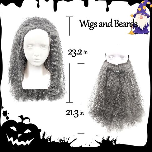 لحية وشعر مستعار بني واقعي من MCJC - ملحقات زي ساحر لحية وشعر مستعار للبالغين للهالوين (بني) in Kuwait