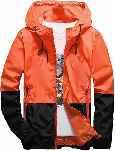 perdontoo Mens Casual Lightweight Drawstring Hooded Windbreaker Jacket (Small, Black-2) in Saudi Arabia