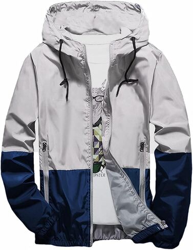 perdontoo Mens Casual Lightweight Drawstring Hooded Windbreaker Jacket (Small, Black-2) in Saudi Arabia