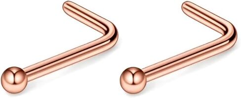2PCS Silvery L-shaped With Sphere 0.8mm(20G) Nose Studs Nose Septum Rings Piercings Jewelry Diaphragm Ring Daith Body Piercing Bars For Women Titanium Steel Stainless Steel 6.5mm in Kuwait