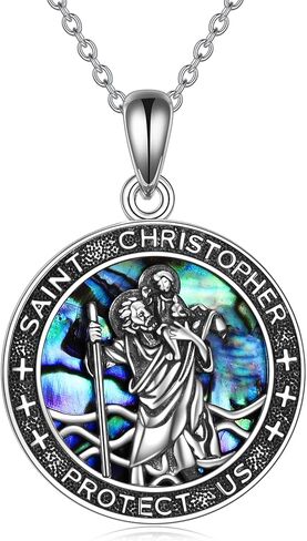 Hancock 925 Sterling Silver Necklace Abalone Shell Necklace for Women Round Pendant Necklace in Kuwait