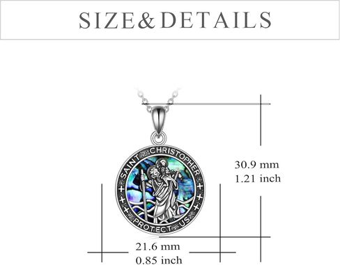 Hancock 925 Sterling Silver Necklace Abalone Shell Necklace for Women Round Pendant Necklace in Kuwait
