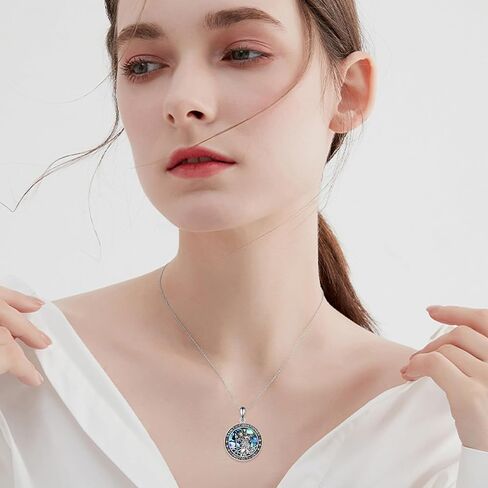 Hancock 925 Sterling Silver Necklace Abalone Shell Necklace for Women Round Pendant Necklace in Kuwait