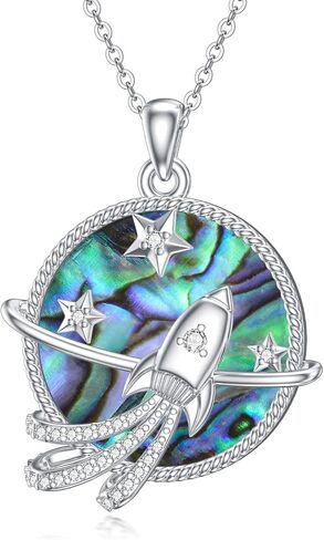 Hancock 925 Sterling Silver Necklace Abalone Shell Necklace for Women Round Pendant Necklace in Saudi Arabia