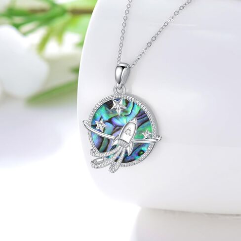 Hancock 925 Sterling Silver Necklace Abalone Shell Necklace for Women Round Pendant Necklace in Saudi Arabia