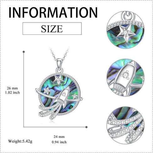Hancock 925 Sterling Silver Necklace Abalone Shell Necklace for Women Round Pendant Necklace in Saudi Arabia