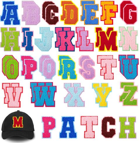 78PCS Iron On Letter Patches for Backpacks, Fuzzy Chenille Letter Patches A-Z Varsity Sew On Letters for Clothes Jackets and Hat in Saudi Arabia