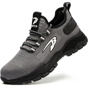 Mens Work Shoes Steel Toe Shoes for Men Breathable and Lightweight Safety Sneakers Composite Toe Construction Work Shoes for Men Non Slip Comfortable Safety Shoes