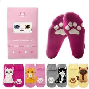 Cat Socks for Cat Lovers, Women Athletic Ankle Fun Cotton Socks Women with Cute Kitty Patterns, Gift Box for Birthday